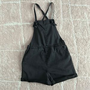 Black Stretch Denim Shortalls
